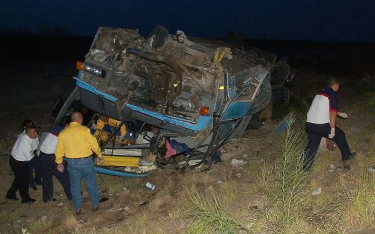 This bus overturned near Nuevo Laredo, Mexico, on July 3, killing Yani Bocanegra, 19, of Houston.