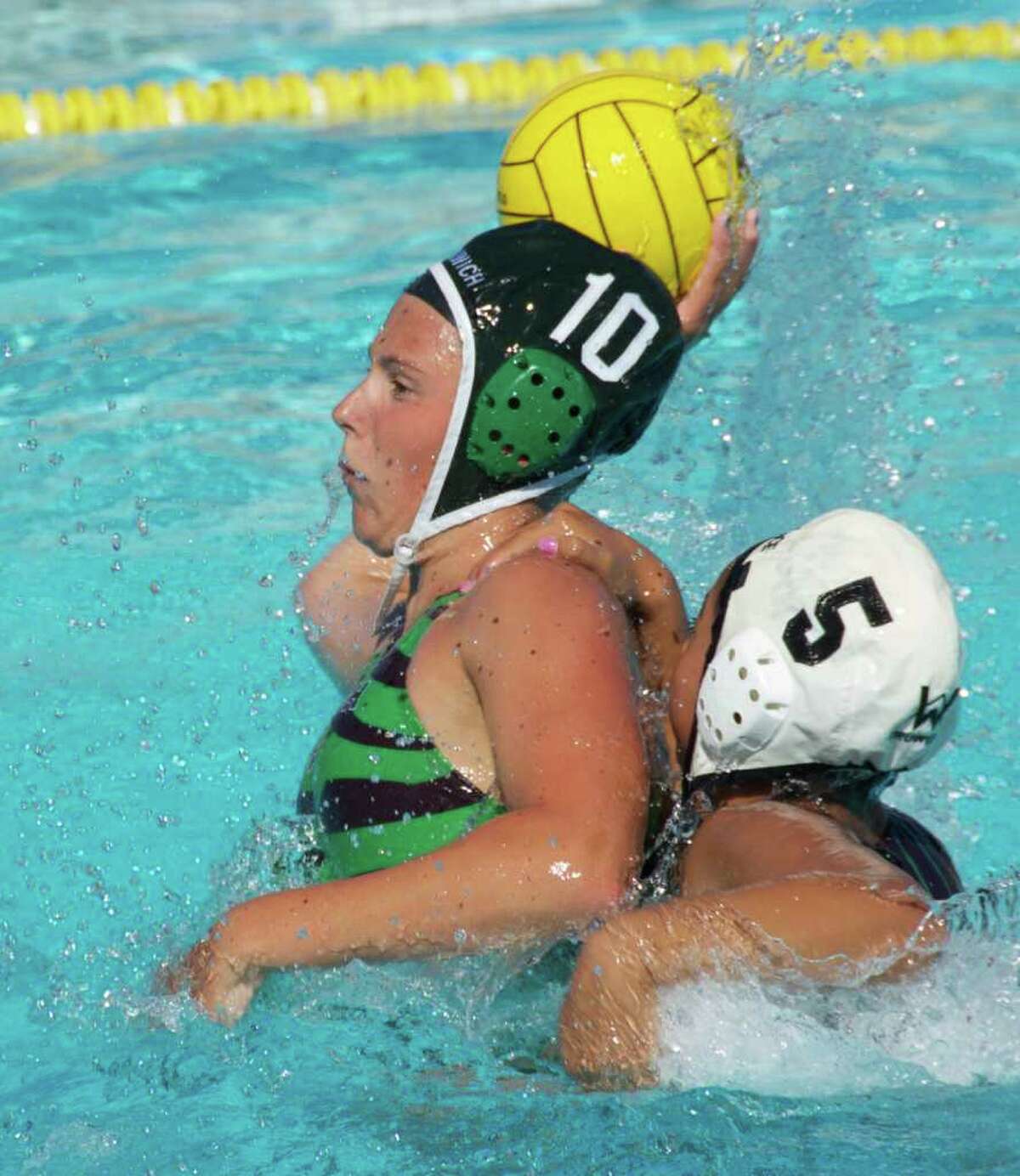 Paige Neary (#10) who had five goals in the GWP 14/under girls' 9-6 win over Los Angeles and two goals in their 8-6 win over the Elite Water Polo Club from Murrieta, CA.