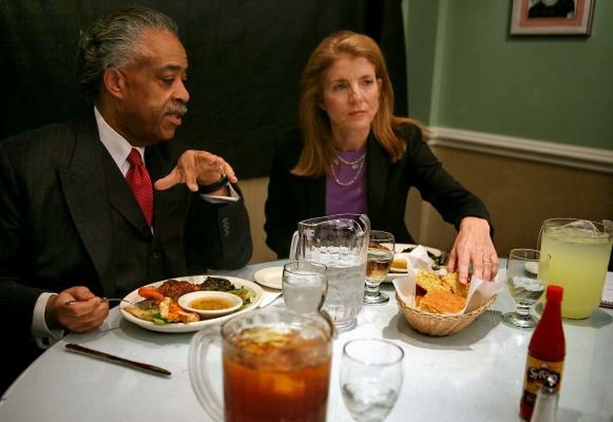 The Rev. Al Sharpton and Caroline Kennedy have lunch at famed soul food restaurant Sylvia's in Harlem on Thursday.