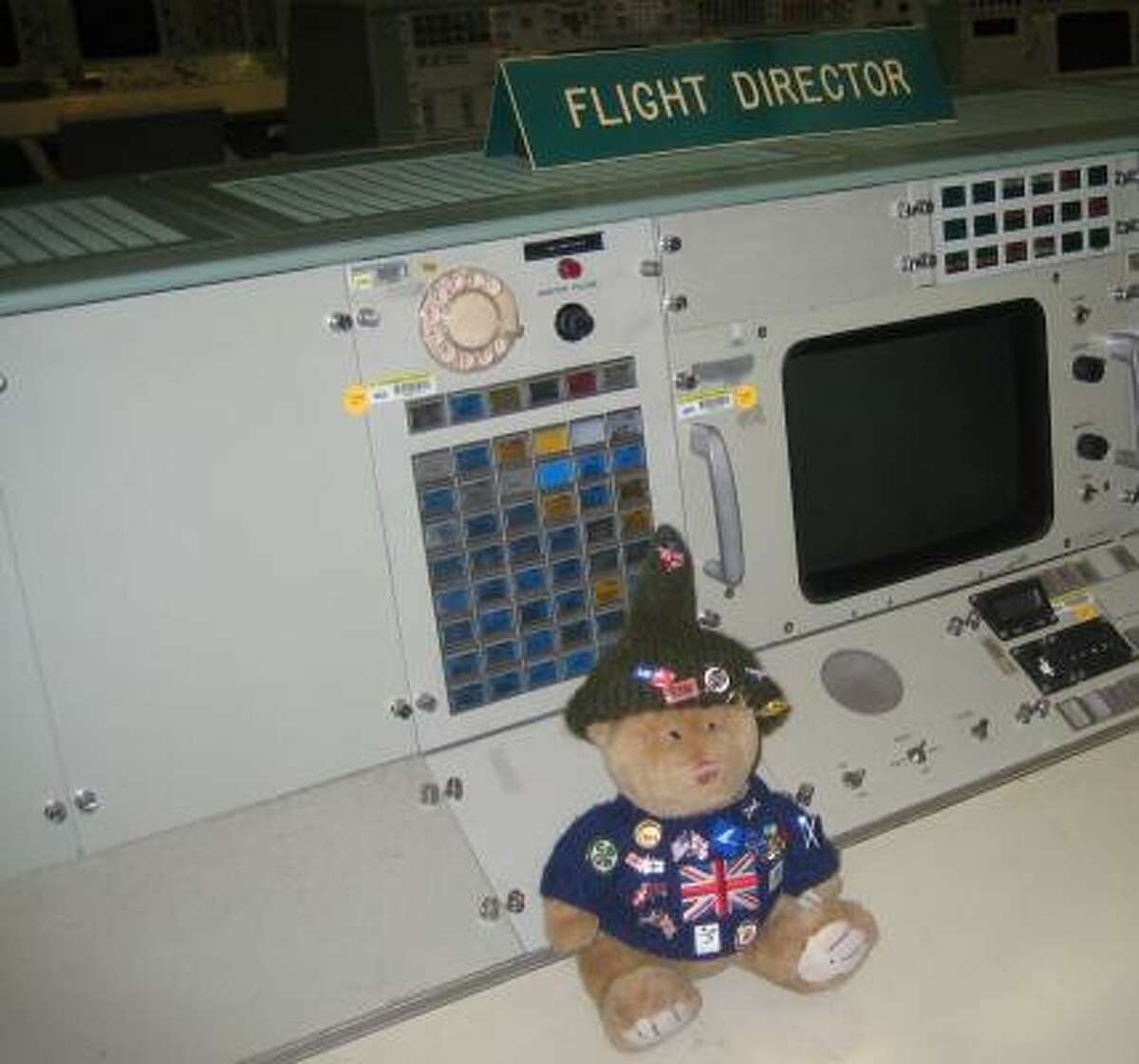 Ted Bear visits Mission Control at NASA.