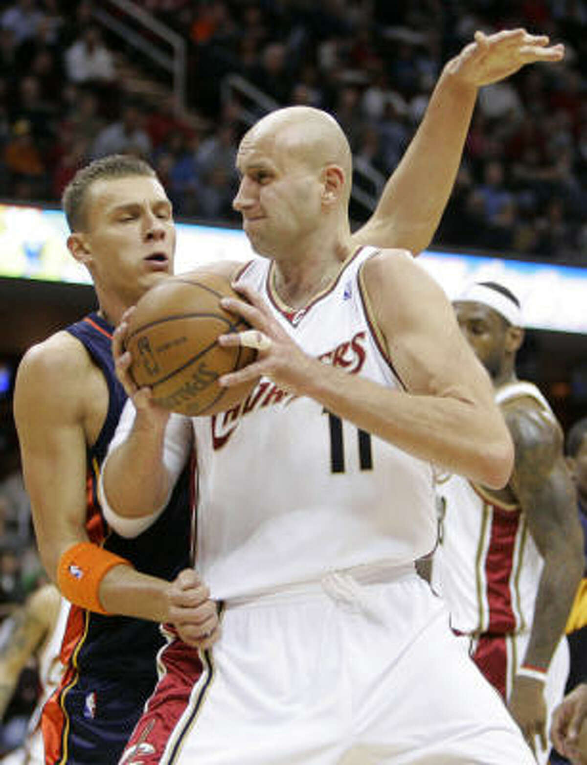 Cleveland Cavaliers center Zydrunas Ilgauskas (11) became the team’s all-time rebounding leader, moving past Brad Daugherty for first on the list.