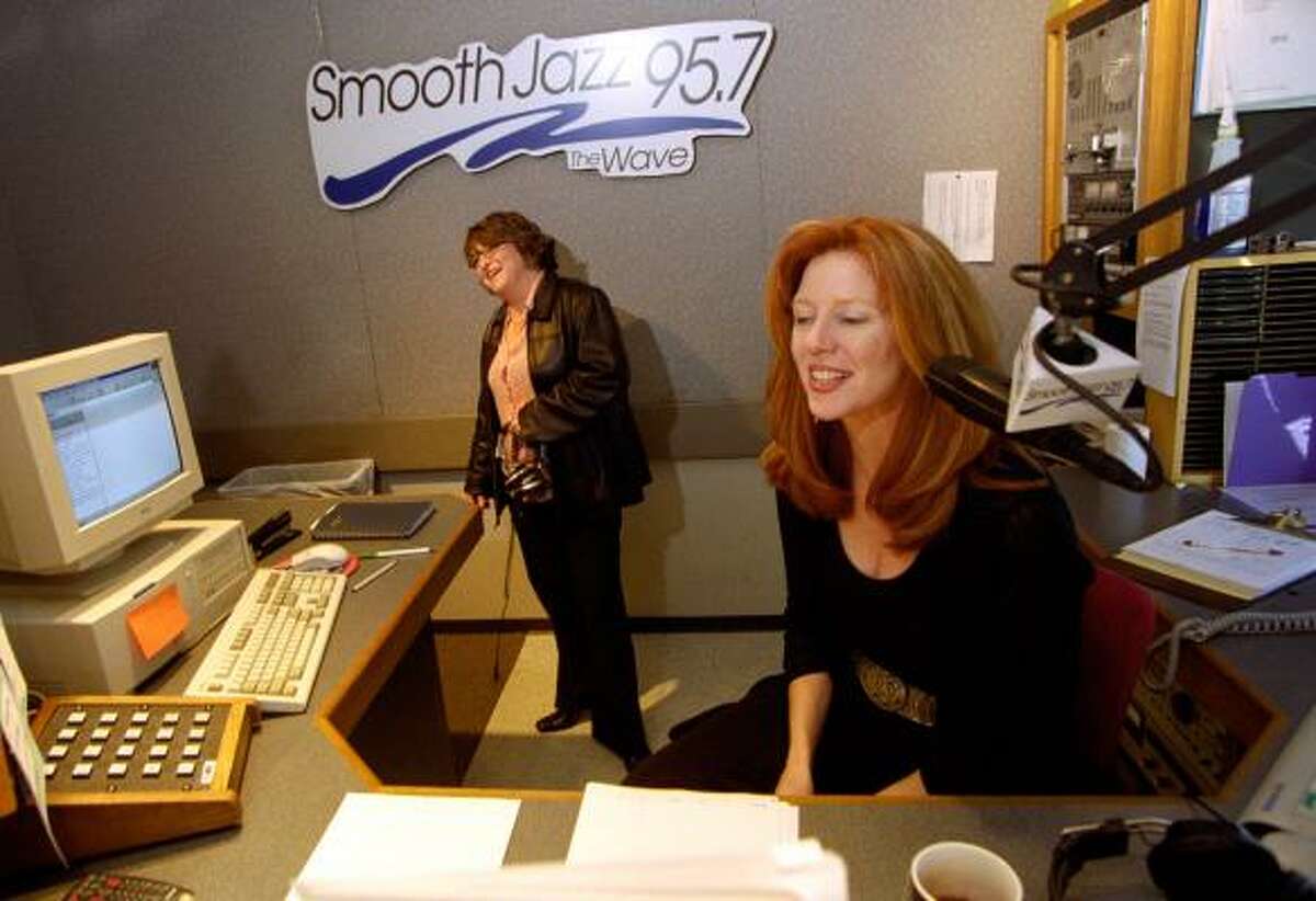 Former KHJZ host Donna McKenzie finishes her shift in 2003 when the station switched to its recently defunct smooth-jazz format. McKenzie lost her job when the CBS-owned station changed to a contemporary-hits format last week.