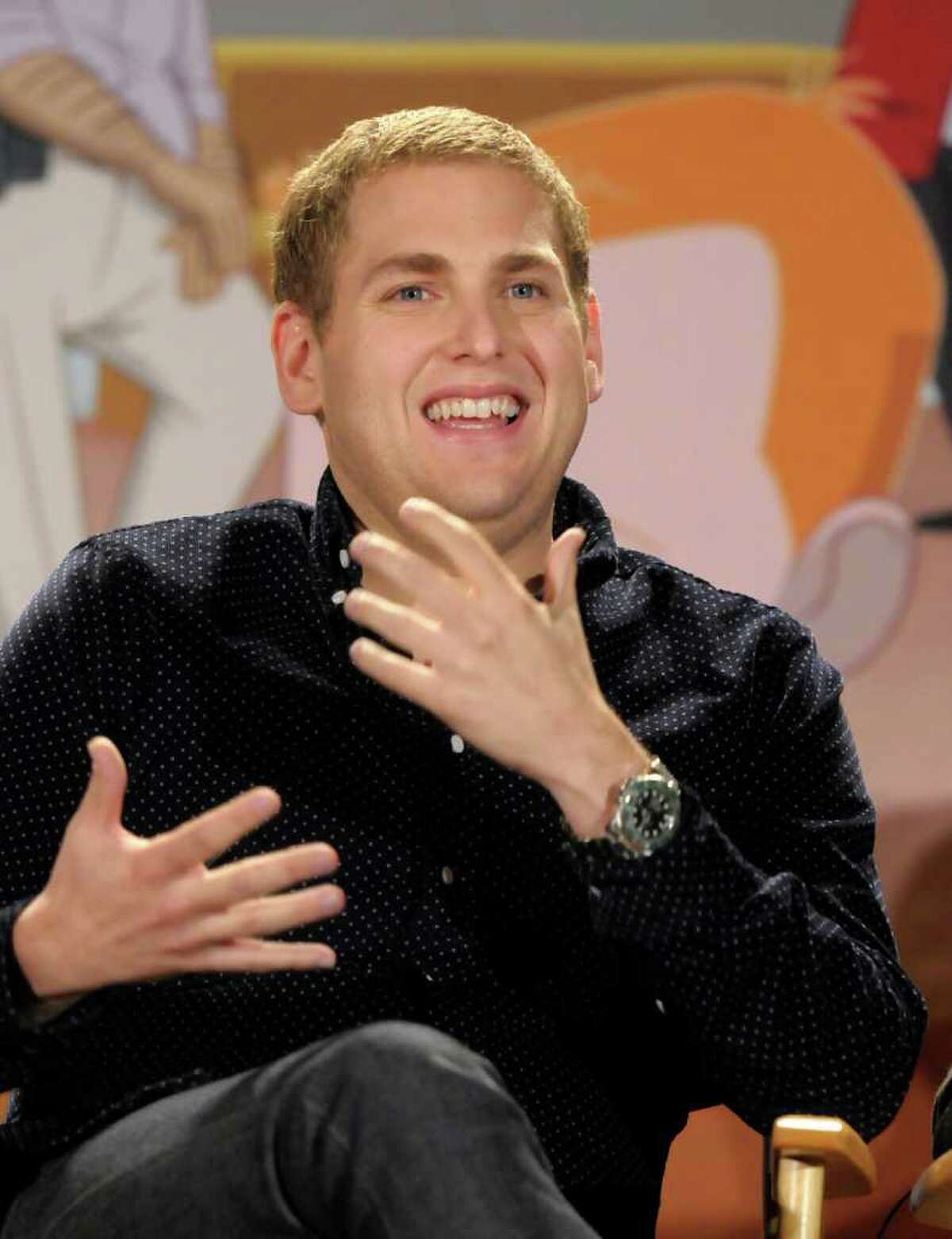 Actor Jonah Hill speaks during a panel at the The Television Critics Association 2011 Summer Press Tour in Beverly Hills, Calif. on Friday, Aug. 5, 2011. Hill the creator of and a voice actor in the new animated television series "Allen Gregory" on FOX.