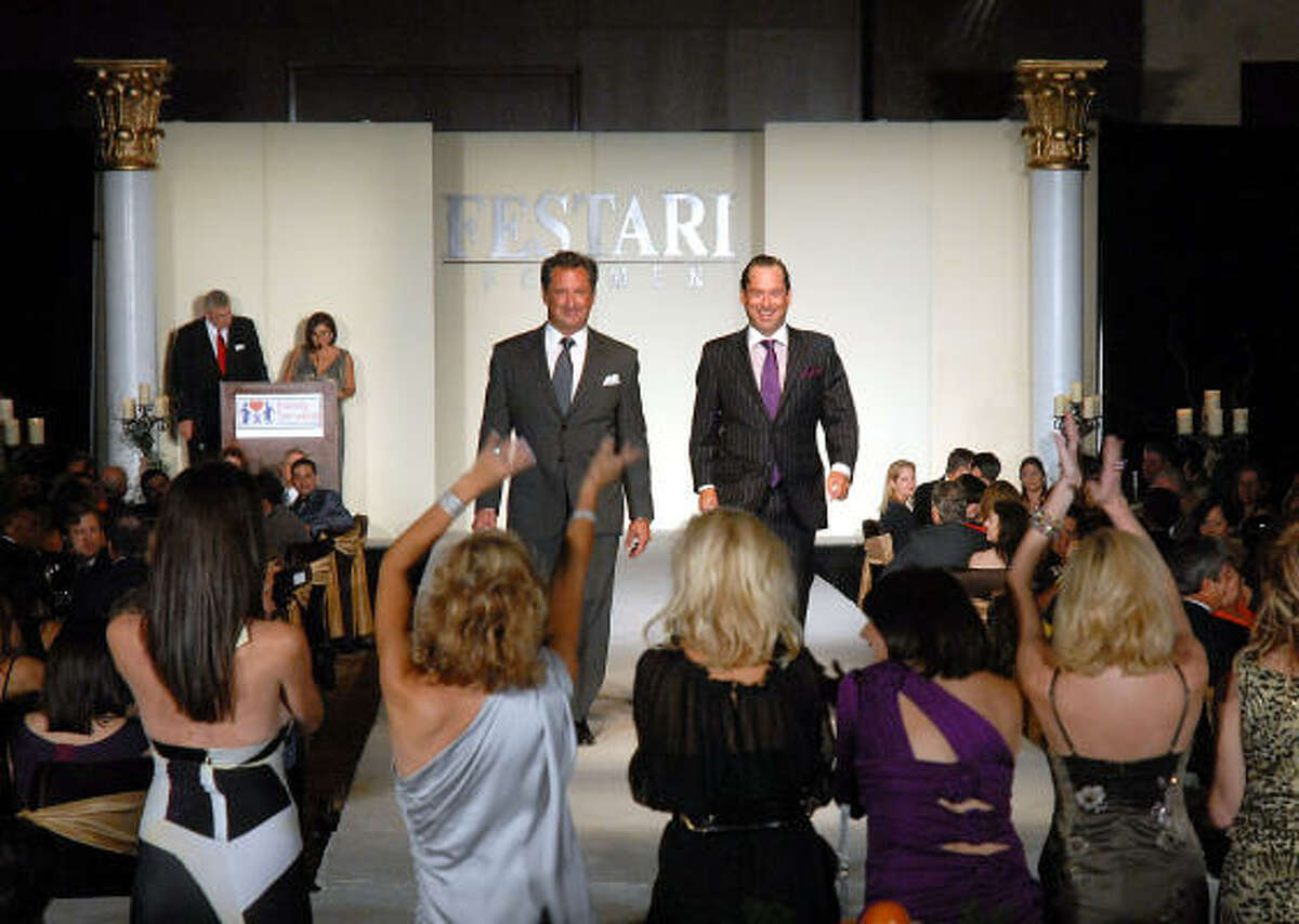 Brothers Andrew Echols, left, and Hugh Echols were a hit in Festari for Men fashions as they sashayed down the runway at the InterContinental Houston.