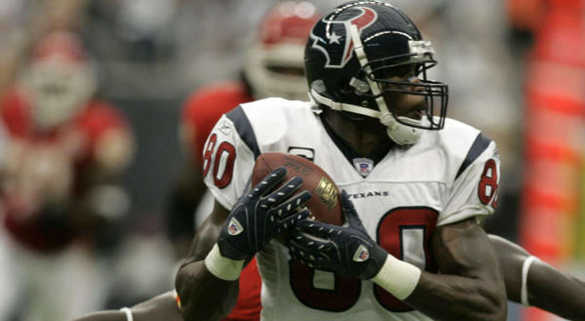 Andre Johnson's 77-yard touchdown reception gave the Texans a 10-0 lead in the second quarter.