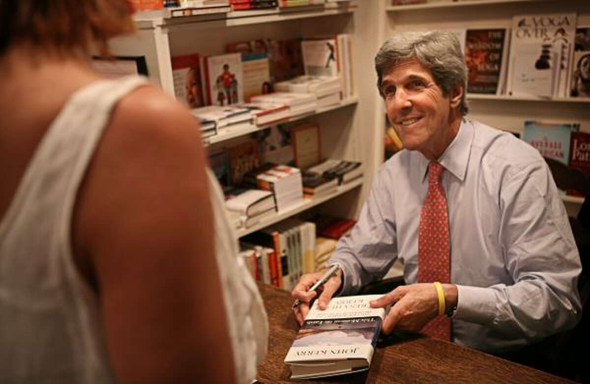 John Kerry pays a visit to Brazos Bookstore to sign his new book This Moment on Earth, which deals with environmental issues.