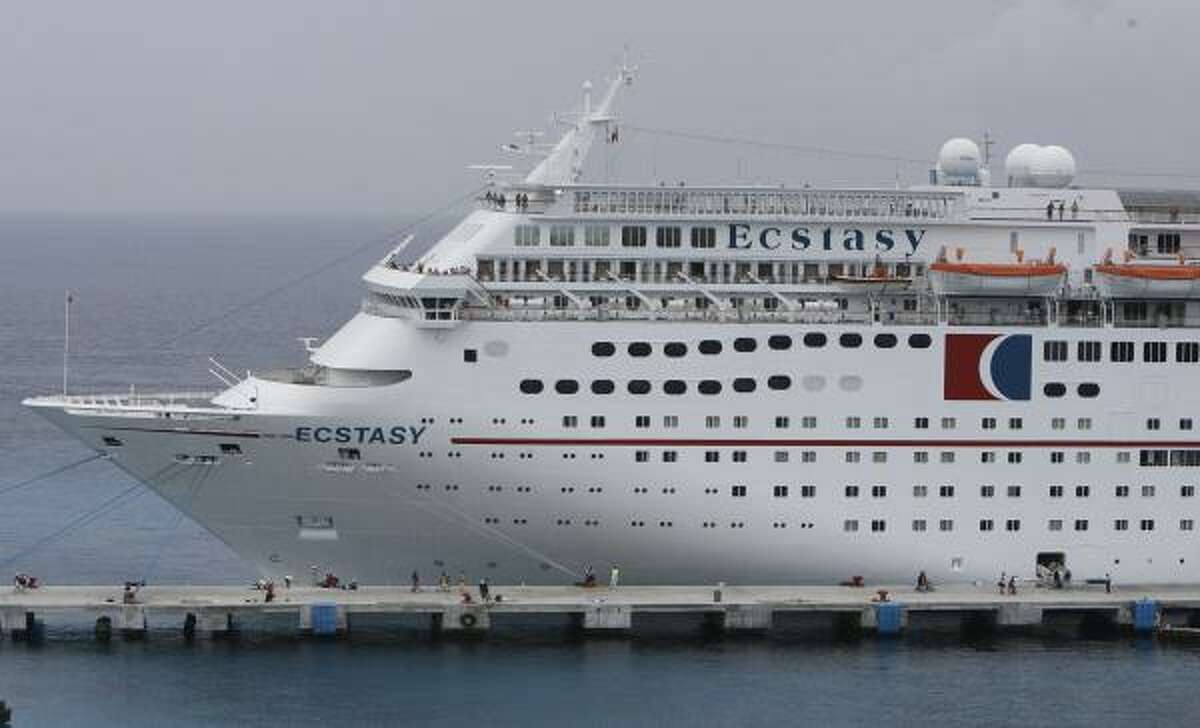 Passengers aboard the cruise liner Ecstasy say they were told David Ritcheson climbed the vessel's communications tower, top, before jumping.