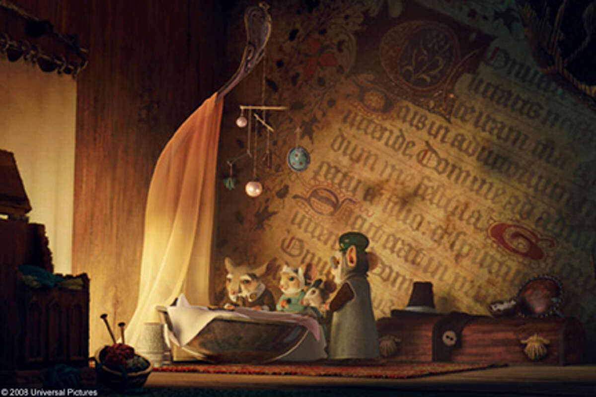 The family gathers around Despereaux's crib in "The Tale of Despereaux."