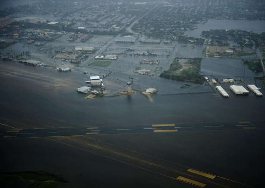 Field of water | Floodwaters cover Scholes International Airport. | Sept. 14 | Galveston Photo: Smiley N. Pool, Houston Chronicle