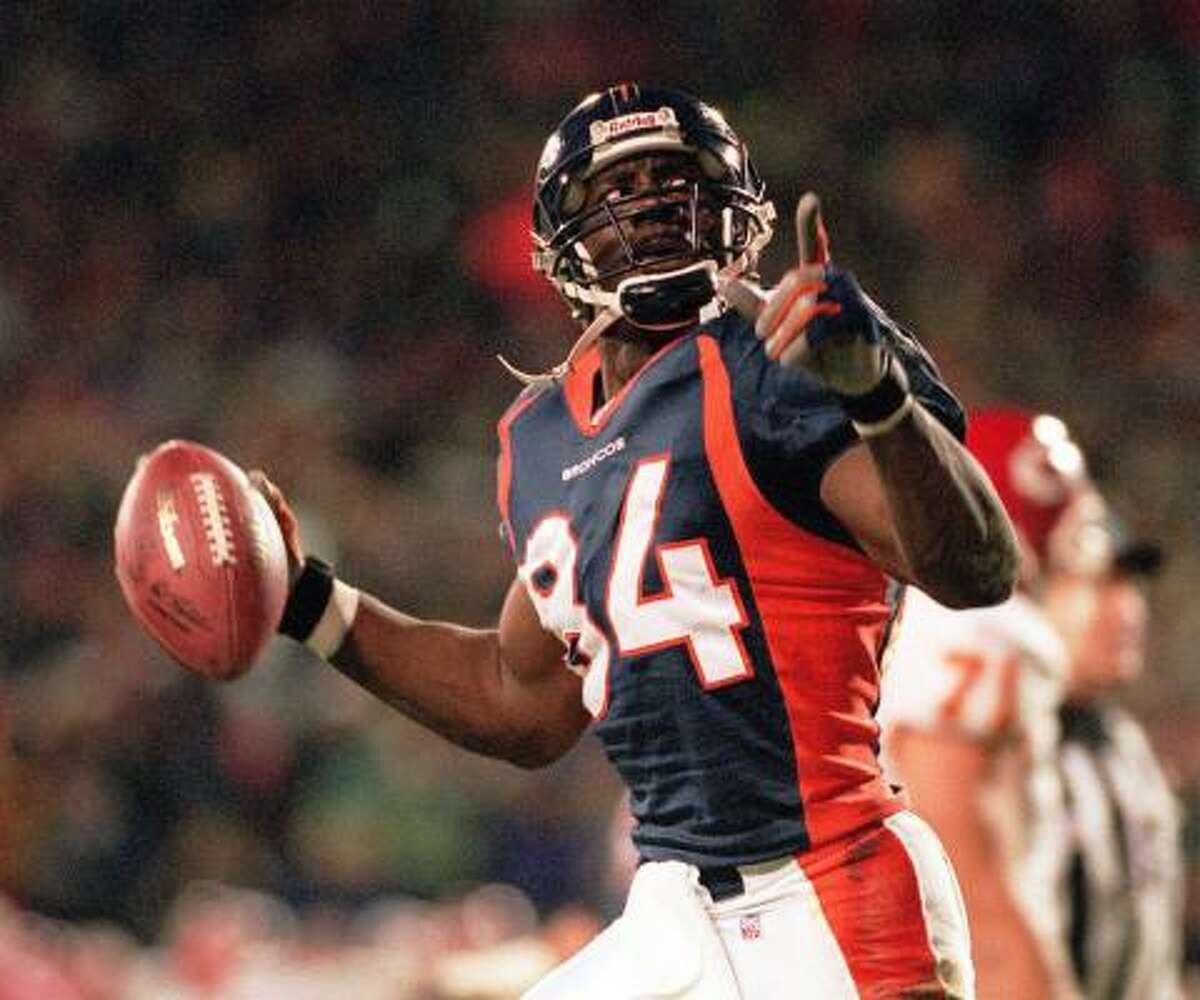 1997, Shannon Sharpe, Denver Broncos: 72 receptions, 1,107 yards. Other half of 1,000-yard receiving duo: Rod Smith