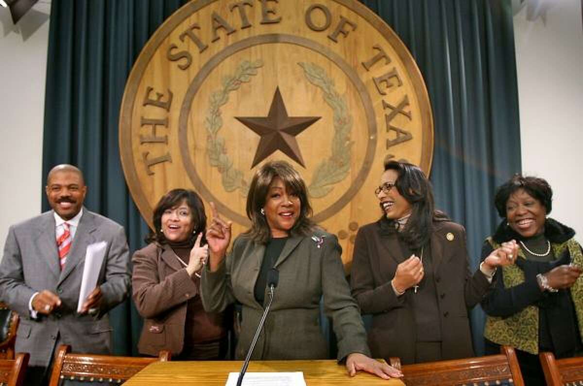 Former Supreme Mary Wilson, center, voices support for the "Truth in Music" bill Wednesday at the Capitol, along with state Reps. Borris Miles, left, Norma Chavez, Dawnna Dukes and Ruth McClendon.