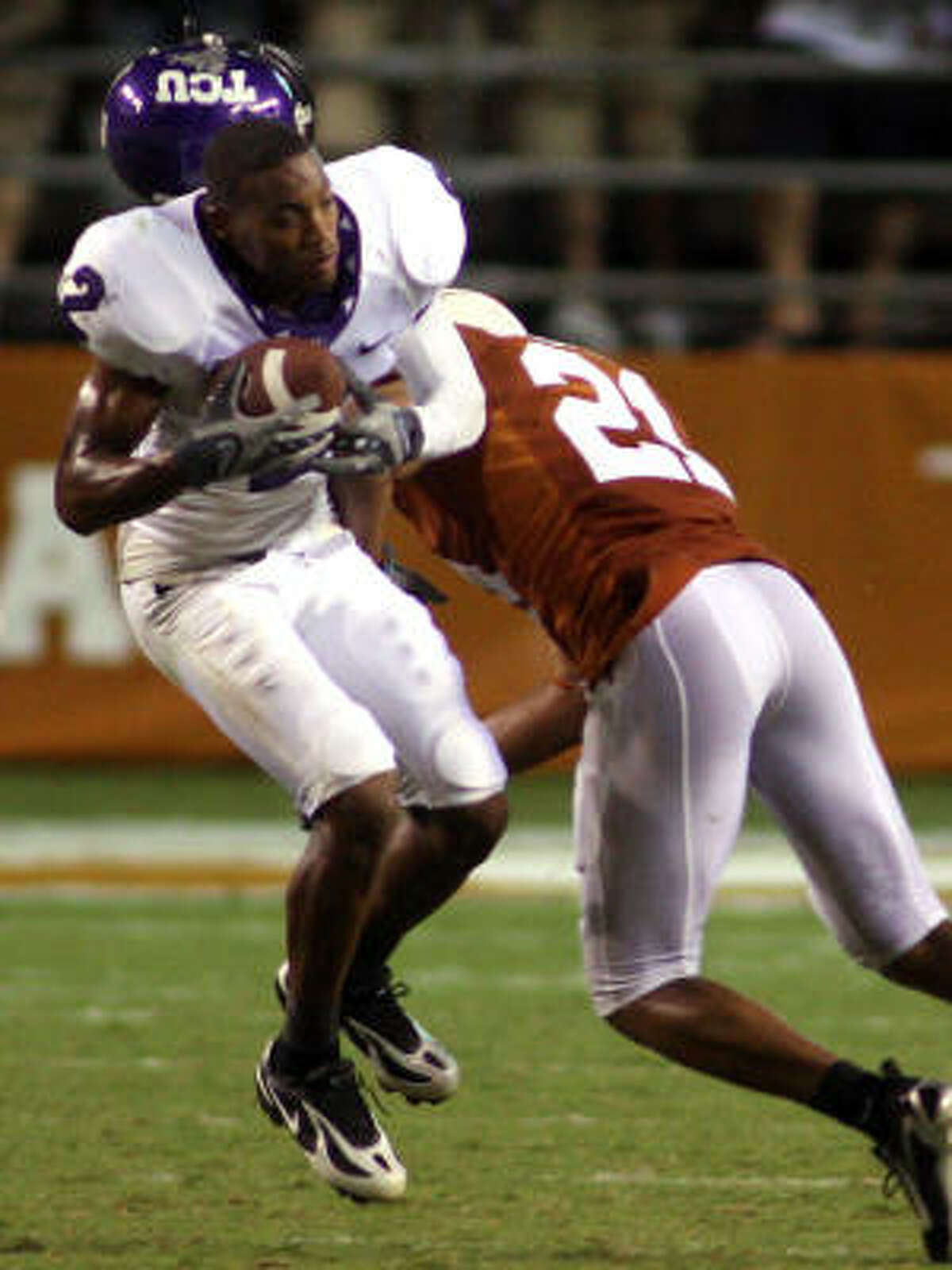 There;s nothing bad about being 2-0, as Texas safety Erick Jackson (21) will assert.