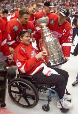 June 16, 1998: A year after Vladimir Konstantinov suffered major injuries  in a car accident that ended his hockey career, Steve Yzerman…
