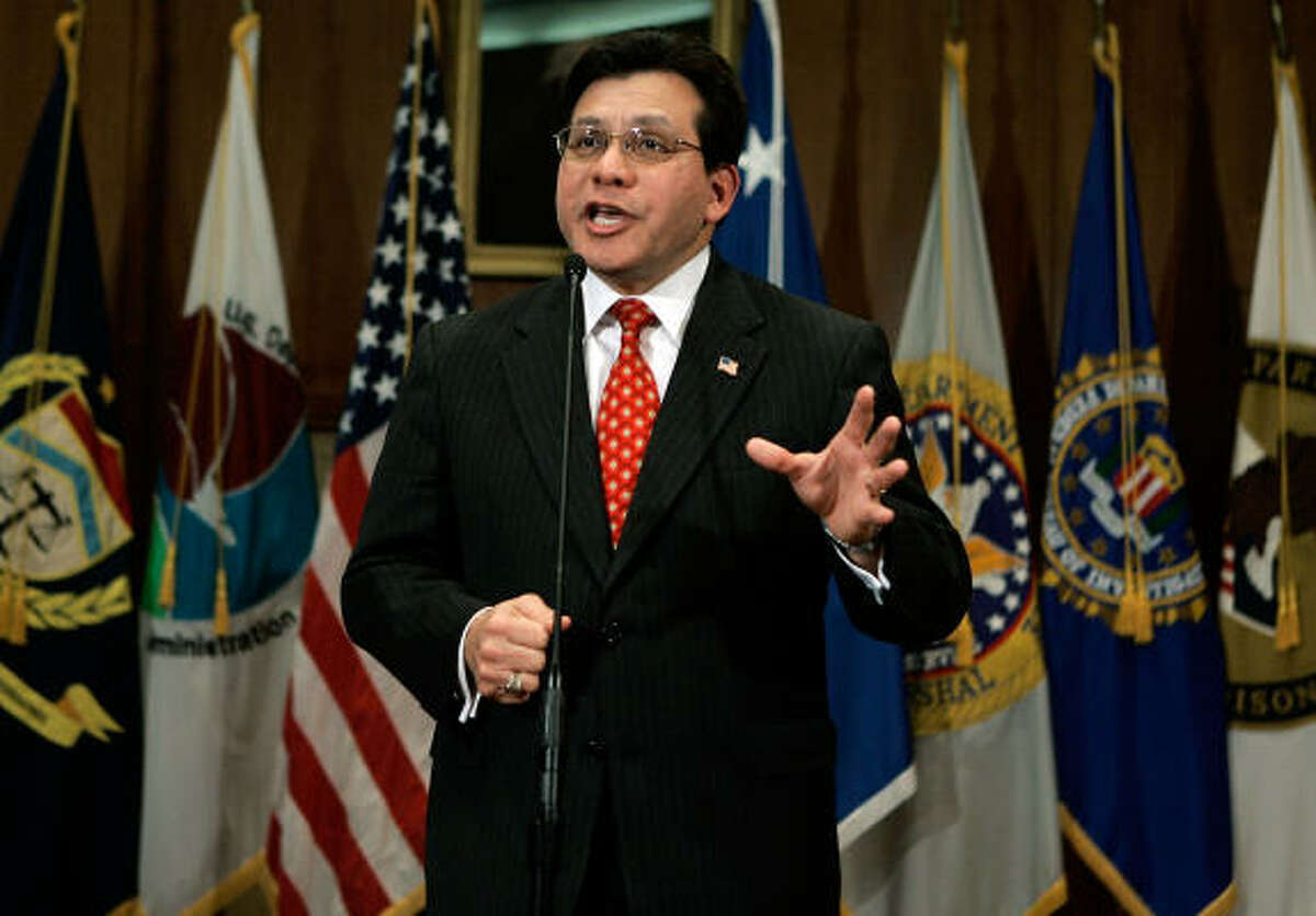 Attorney General Alberto Gonzales responds today to criticism over the firings of eight federal prosecutors which Democrats charge were politically motivated.