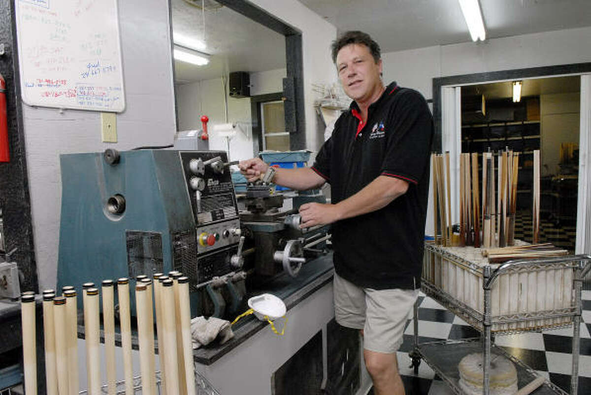 Jerry Olivier, a Pearland resident, makes pool cues. "What made me take the leap is when I went to a tournament in Las Vegas, and what I brought with me sold out. I actually made some money, and I thought, yeah I can do this," he said.