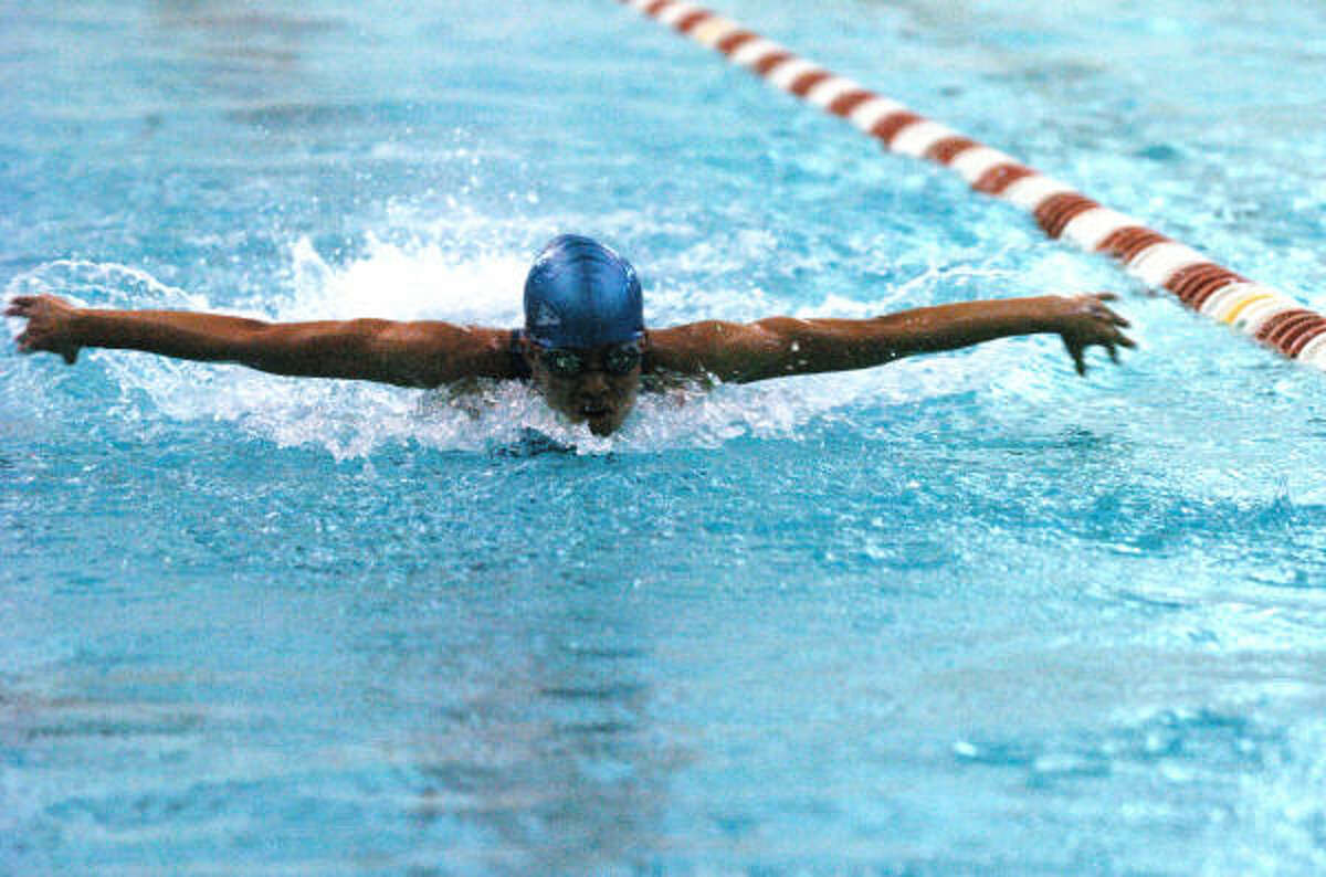 Challenge Early College High School's Tai'Shea Fitzgerald swam for Worthing this season, earning titles inthe 100-yard butterfly and 200-yard individual medley.