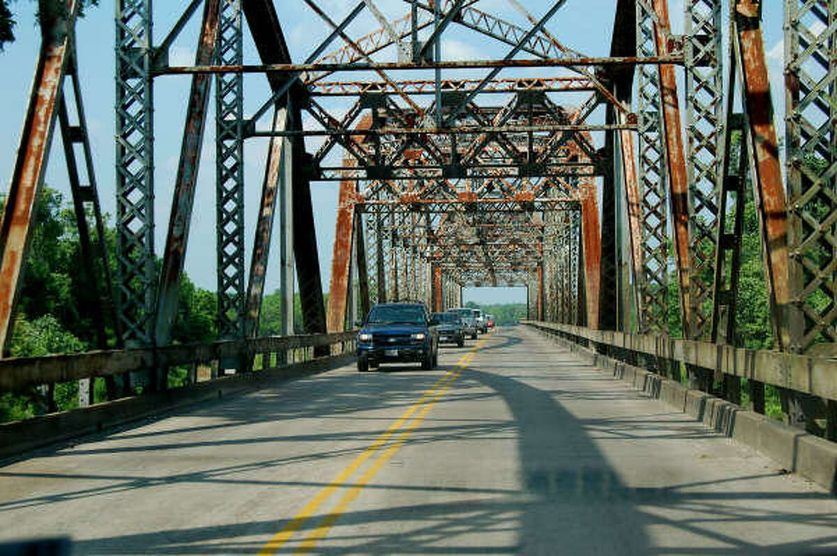Rated least sufficient among Houston area bridges is the Brazos River bridge on FM 521, just outside Brazoria. Built in 1939, it is a rarity in the Houston area — a steel truss design that still carries traffic.