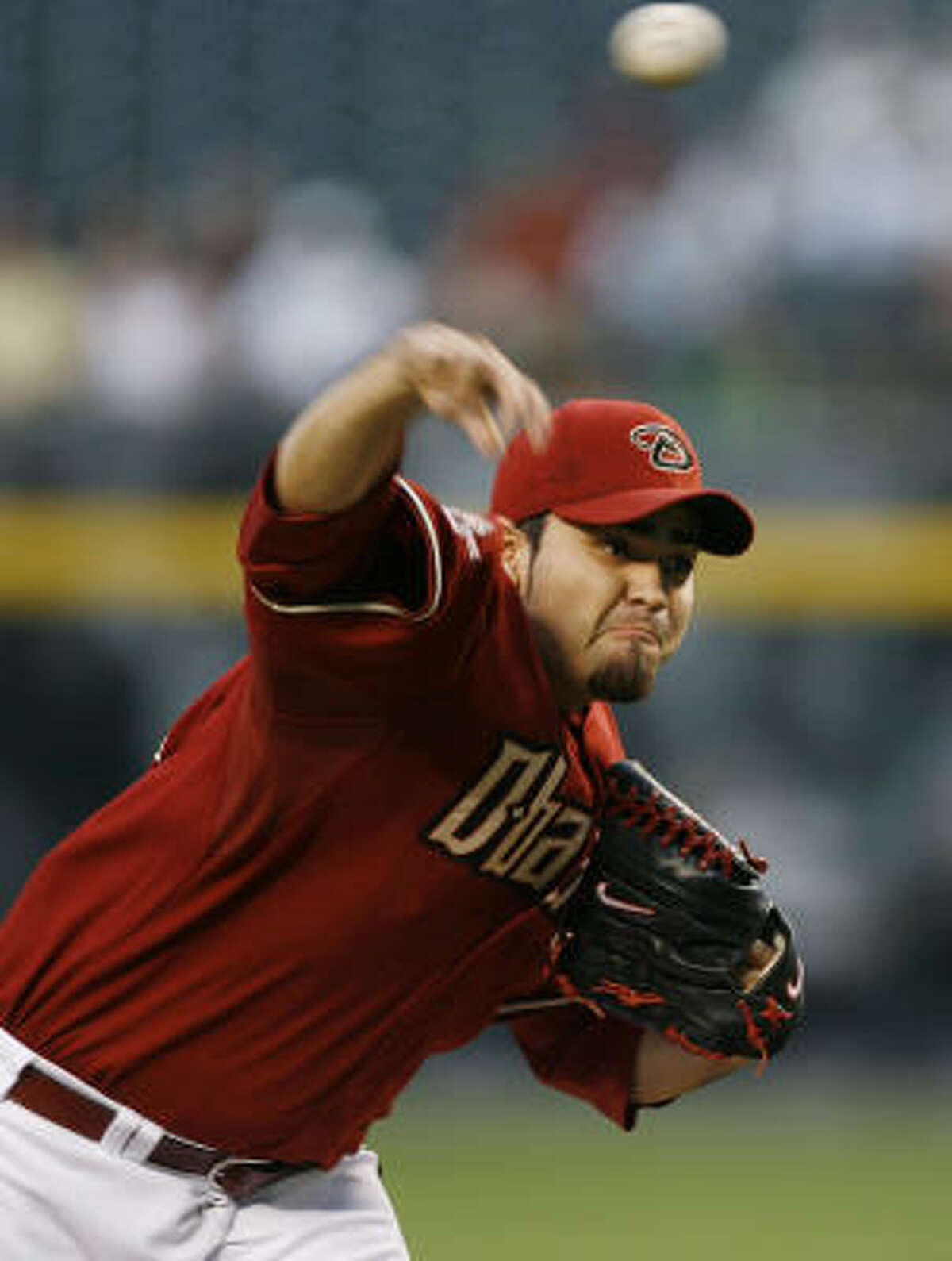 Edgar Gonzalez lasted just 2?…” innings, giving up six earned runs on eight hits before being replaced by Arizona rookie Max Scherzer