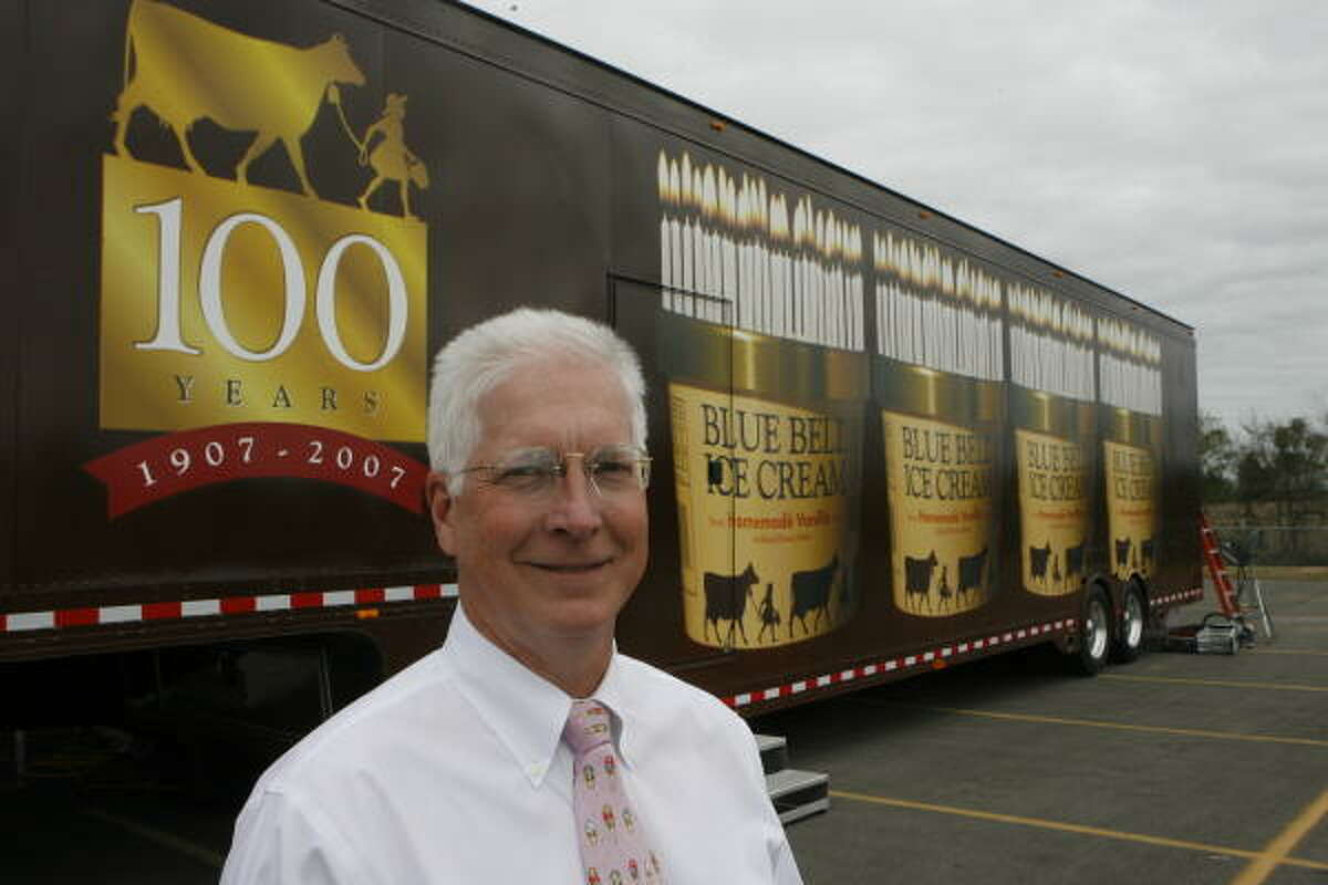 Blue Bell CEO and President Paul Kruse is sending the truck behind him to 66 cities in 2007 to celebrate the company's birthday.