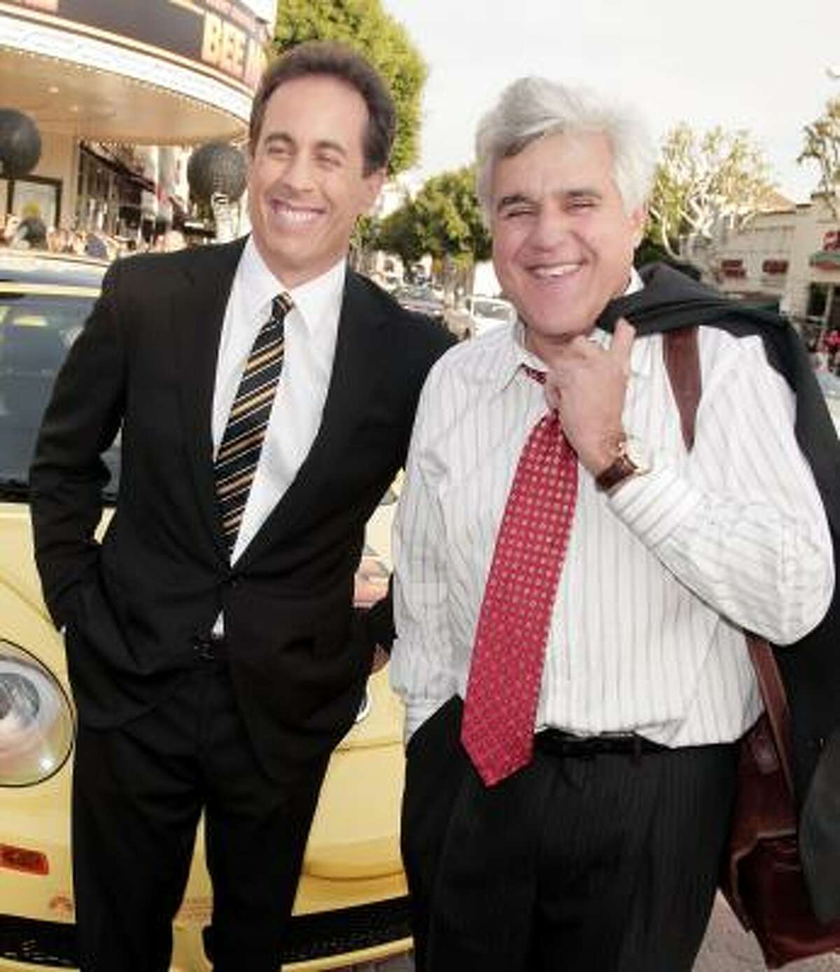 Jerry Seinfeld, left, and Jay Leno