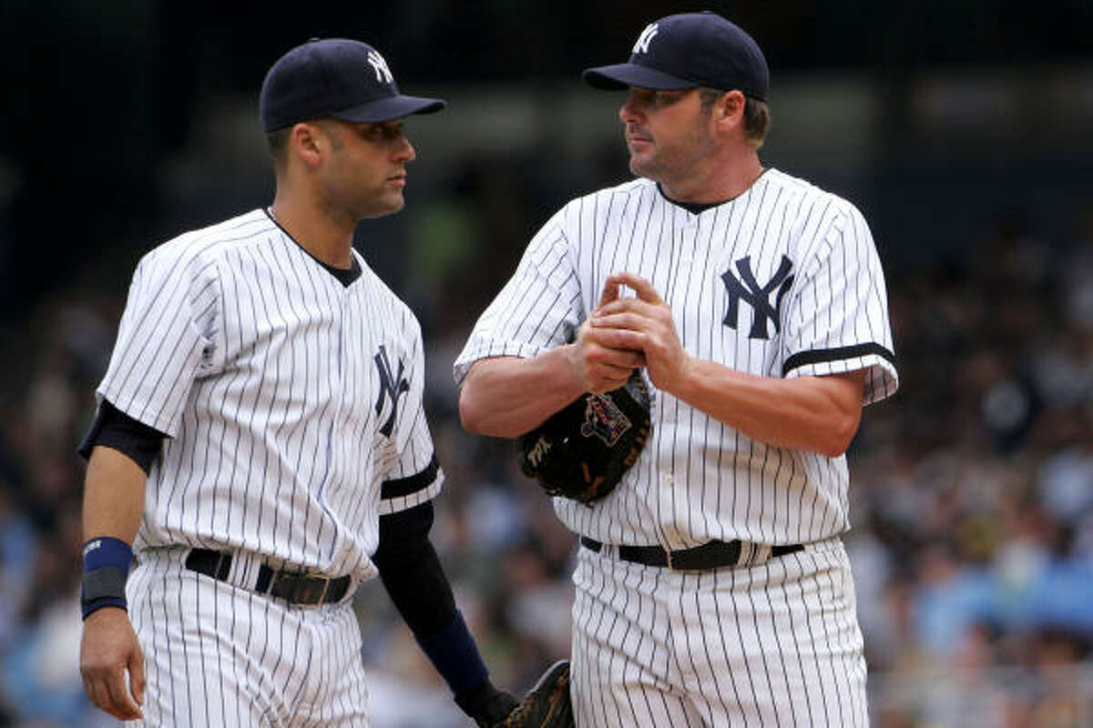 Derek Jeter, left, and Roger Clemens are both on this year's Baseball Hall of Fame ballot. Jeter is expected to be voted in easily in his first appearance on the ballot.