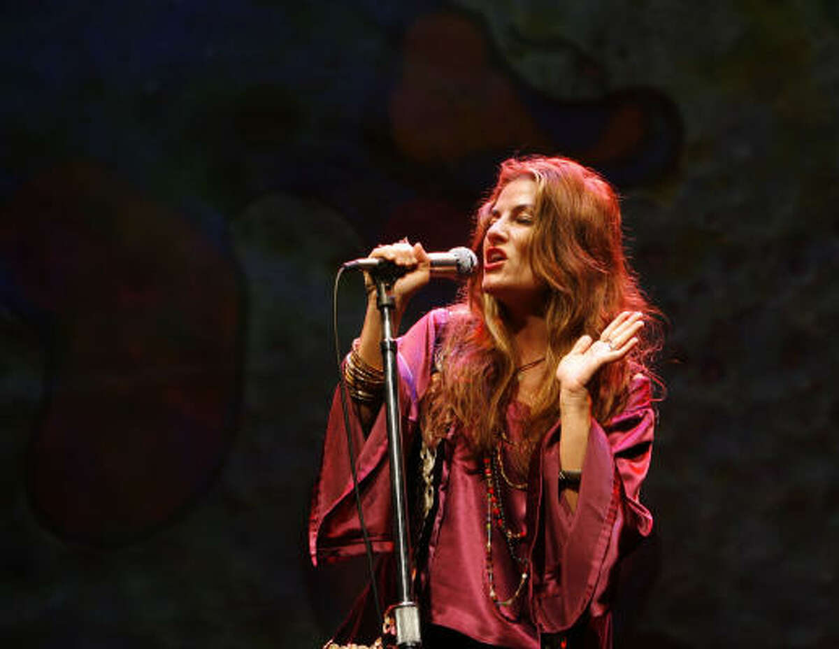 Katrina Chester is one of the actors who portray Janis Joplin in the Alley Theatre's production of the musical Love, Janis.