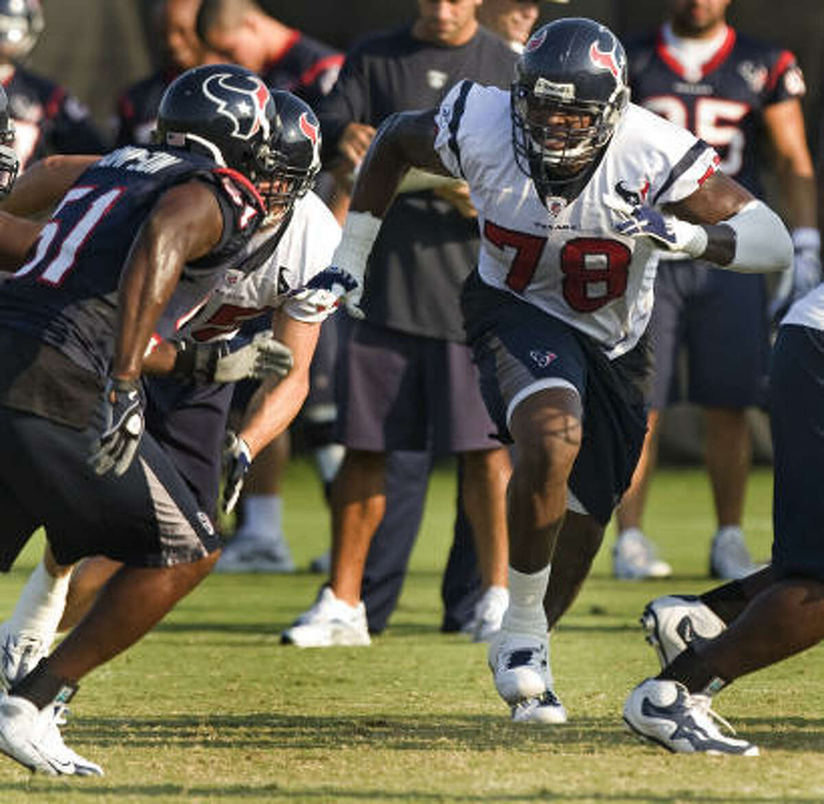 In 2010, Rashad Butler (78) served as the backup to left tackle Duane Brown and right tackle Eric Winston.