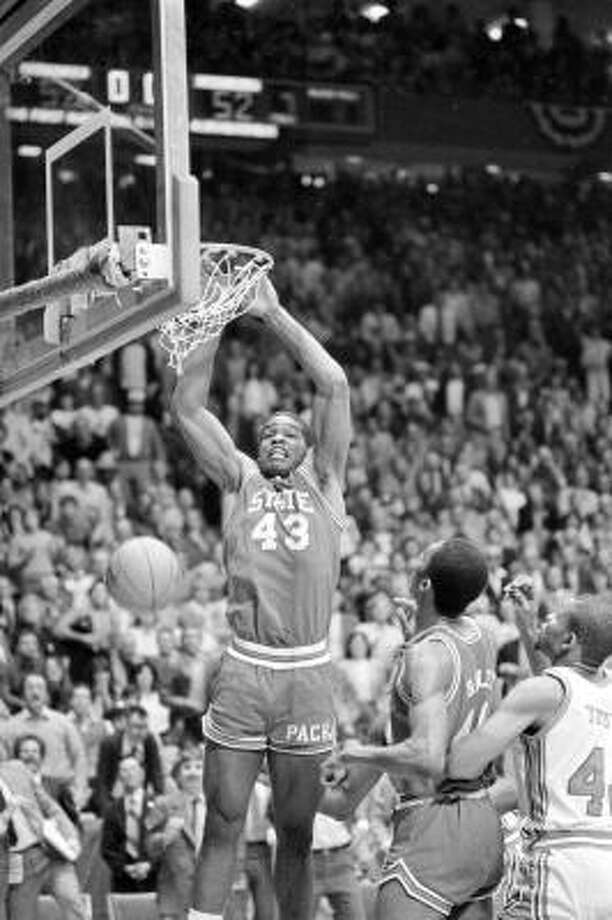 HOUSTON'S MOST HEARTBREAKING LOSSESThe 1983 NCAA basketball final between Houston and North Carolina StateLorenzo Charles ruined the Phi Slama Jama frat party with a last-second dunk in one of the biggest upsets in NCAA Tournament history. Photo: Associated Press