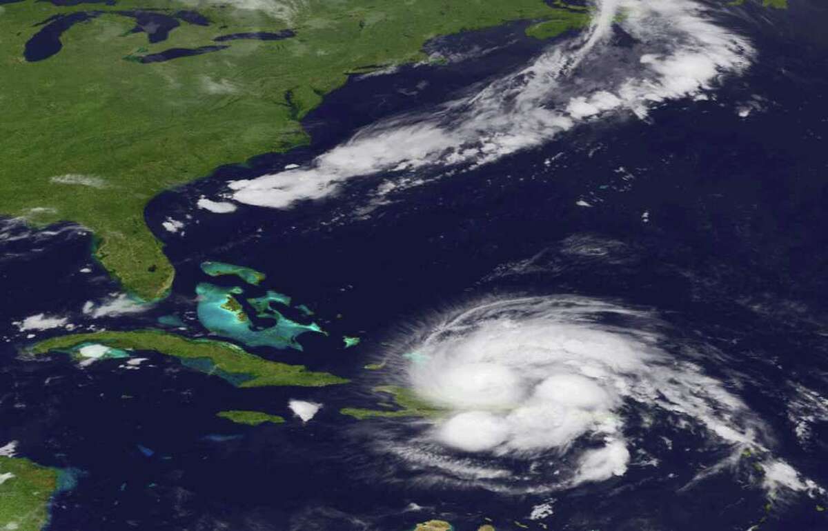 An image released by the NOAA made from the GEOS East satellite shows Hurricane Irene on Aug. 23, 2011 as it passes over Puerto Rico and the Dominican Republic. The storm is on a track that could see it reach the U.S. Southeast as a major storm by the end of the week. (AP Photo/NOAA)