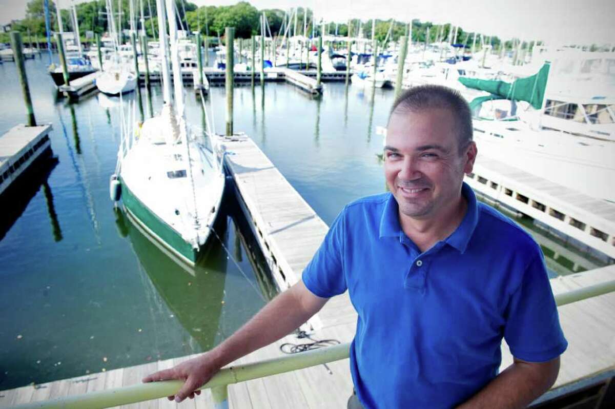 Norwalk Cove Marina Service Manager Rob Gardella on the docks in Norwalk, Conn., August 24, 2011. Gardella and his cousin, Marina Manager Bill Gardella, are offering to assist boat owners who wish to remove their boats from the water in anticipation of Hurricane Irene.