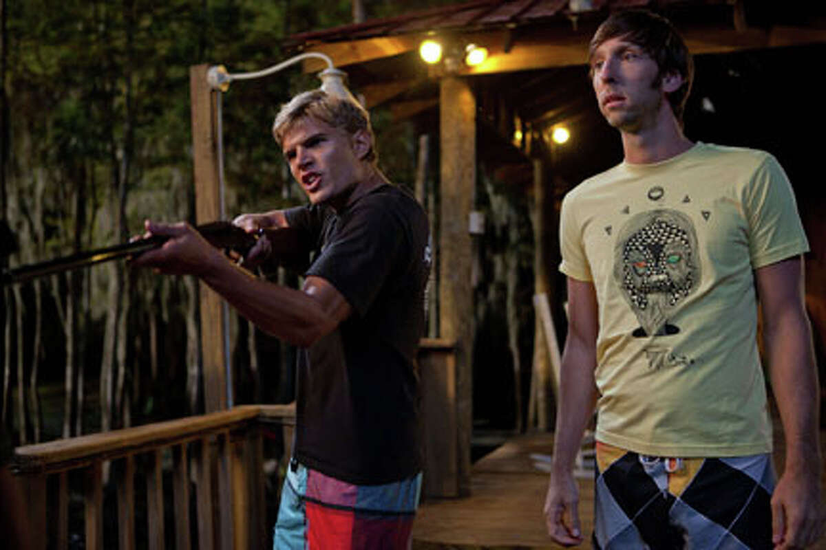 (L-R) Chris Zylka as Blake and Joel David Moore as Gordon in "Shark Night."