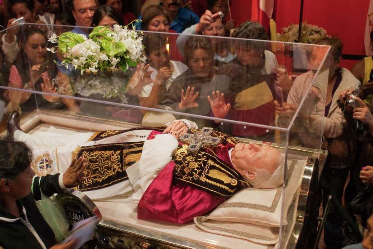 A sample of blood of the recently beatified Pope John Paul II is on a tour of Mexico with a wax likeness of the pontiff. John Paul visited Mexico five times during his reign.