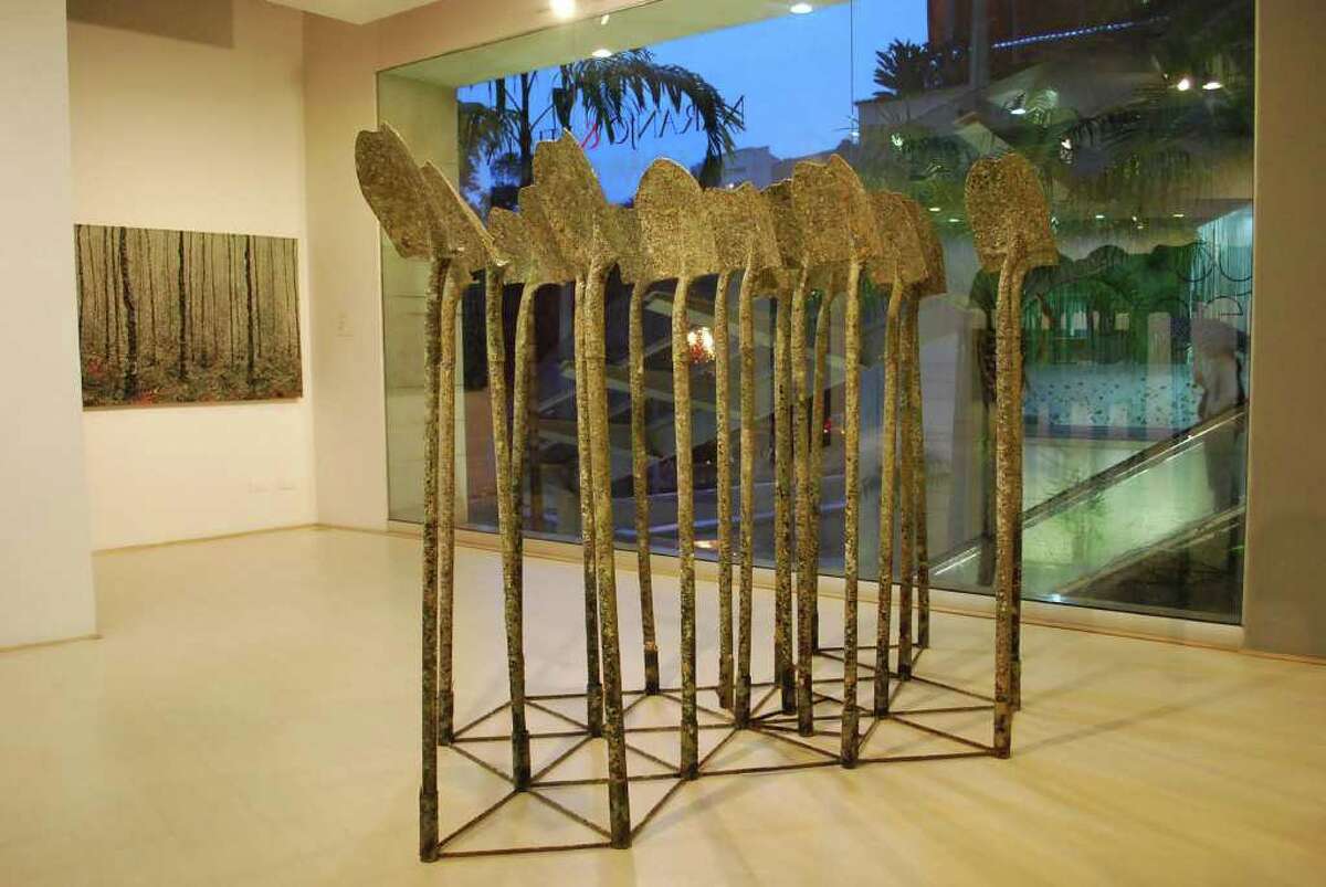 Colombian artist John J. Bedoya's 'Cultivo,' created from shovels, sand, iron and acrylic, will be among the artist's works on display at the Fernando Luis Alvarez Gallery, located at 96 Bedford St., Stamford. This is the artist's first solo exhibition in the United States. An opening reception takes place 6 to 9 p.m., Friday, Sept. 9.