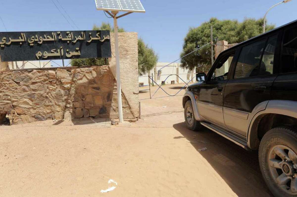 A vehicle sits on September 1, 2011 at the Libyan border post of Tinalkoum, some 220 kilometers south of Djanet where supposedly, members of ousted strongman Moamer Kadhafi's family crossed the frontier last week. Fallen Libyan dictator Moamer Kadhafi has attempted to negotiate with Algerian authorities to enter the country from a border town he is staying in, the El-Watan daily reported in its on-line edition on August 31. According to the Algerian press today, all border posts with Libya are now closed. AFP PHOTO FAROUK BATICHE (Photo credit should read FAROUK BATICHE/AFP/Getty Images)