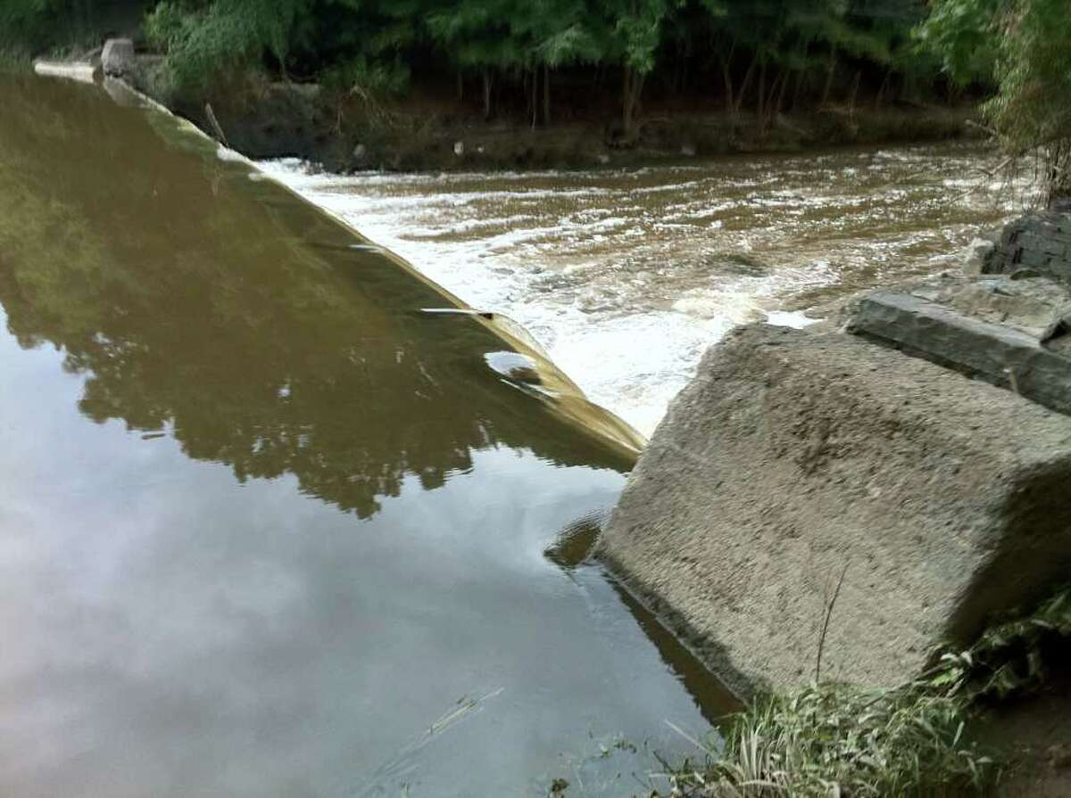 This portion of the Poesten Kill Dam in Troy was damaged. (KENNETH C. CROWE II / TIMES UNION)