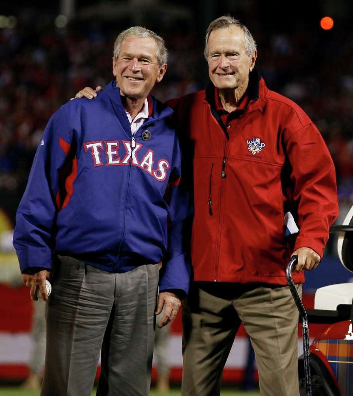 President Bush(s) throw out first pitch at World Series, Game 4 2010. 