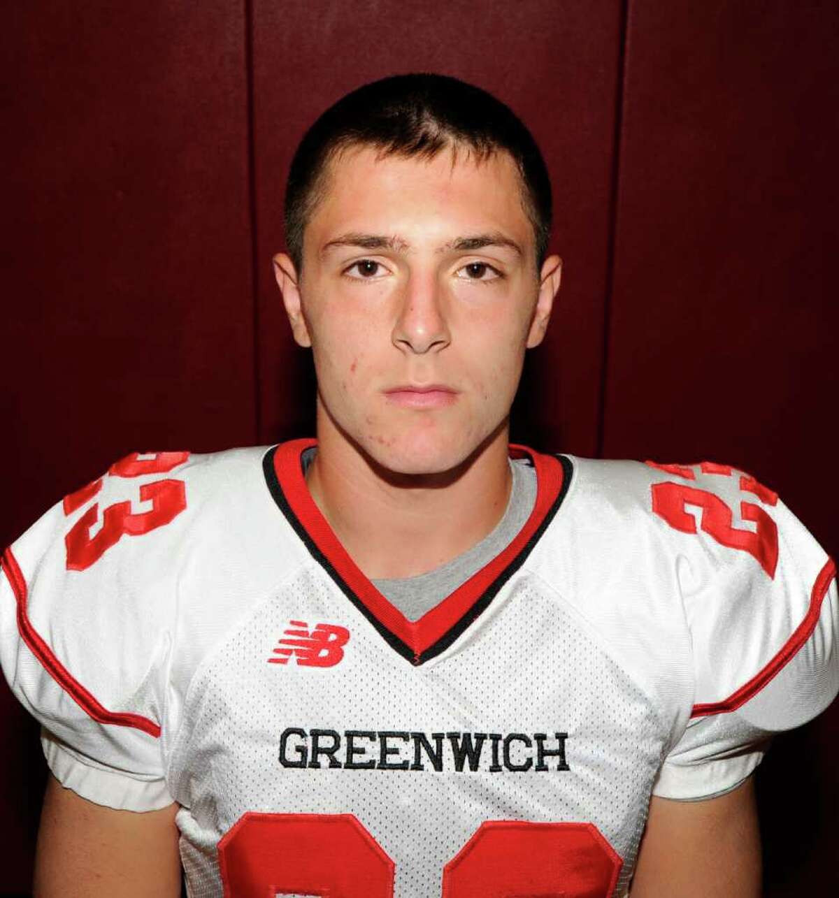 GHS football captain, Mike Daly, # 23, during media day for the Greenwich High School Cardinal football team at Greenwich High School, Friday, Sept. 2, 2011.