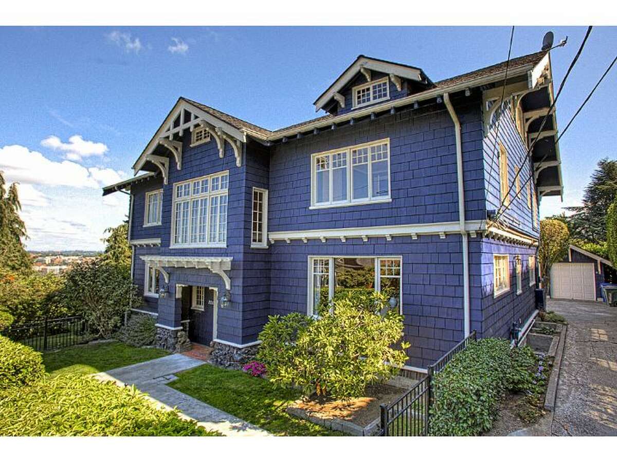 Here's a huge, grand 1918 Craftsman mansion on Capitol Hill, at 2212 Everett Ave. E. The 5,910-square-foot house has five bedrooms and four bathrooms, including a master suite with a fireplace, deck, walk-in closet and marble bathroom. There's tons of exposed wood moldings, paneling and beams, French doors, leaded glass and many cool rooms and spaces, many of which offer views of Interlaken Park and Portage Bay. The 9,000-square-foot lot includes terraced patios and a two-car garage. It's listed for $2.295 million.