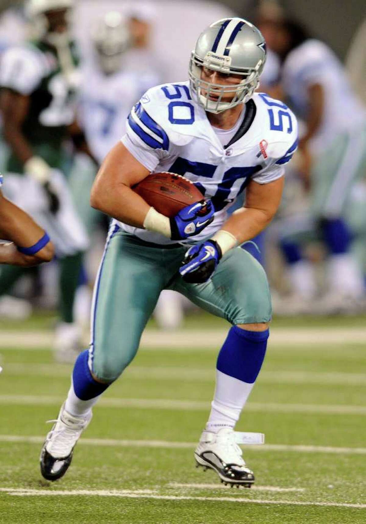 Linebacker Sean Lee almost returned an interception for a touchdown Sunday against the Jets.