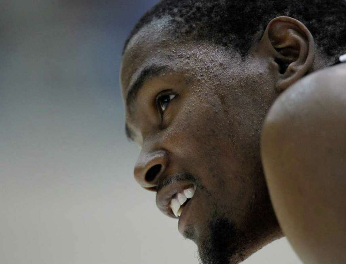 Oklahoma City Thunder's Kevin Durant has agreed to take part in some of the games in Houston. (AP Photo/Luis M. Alvarez)