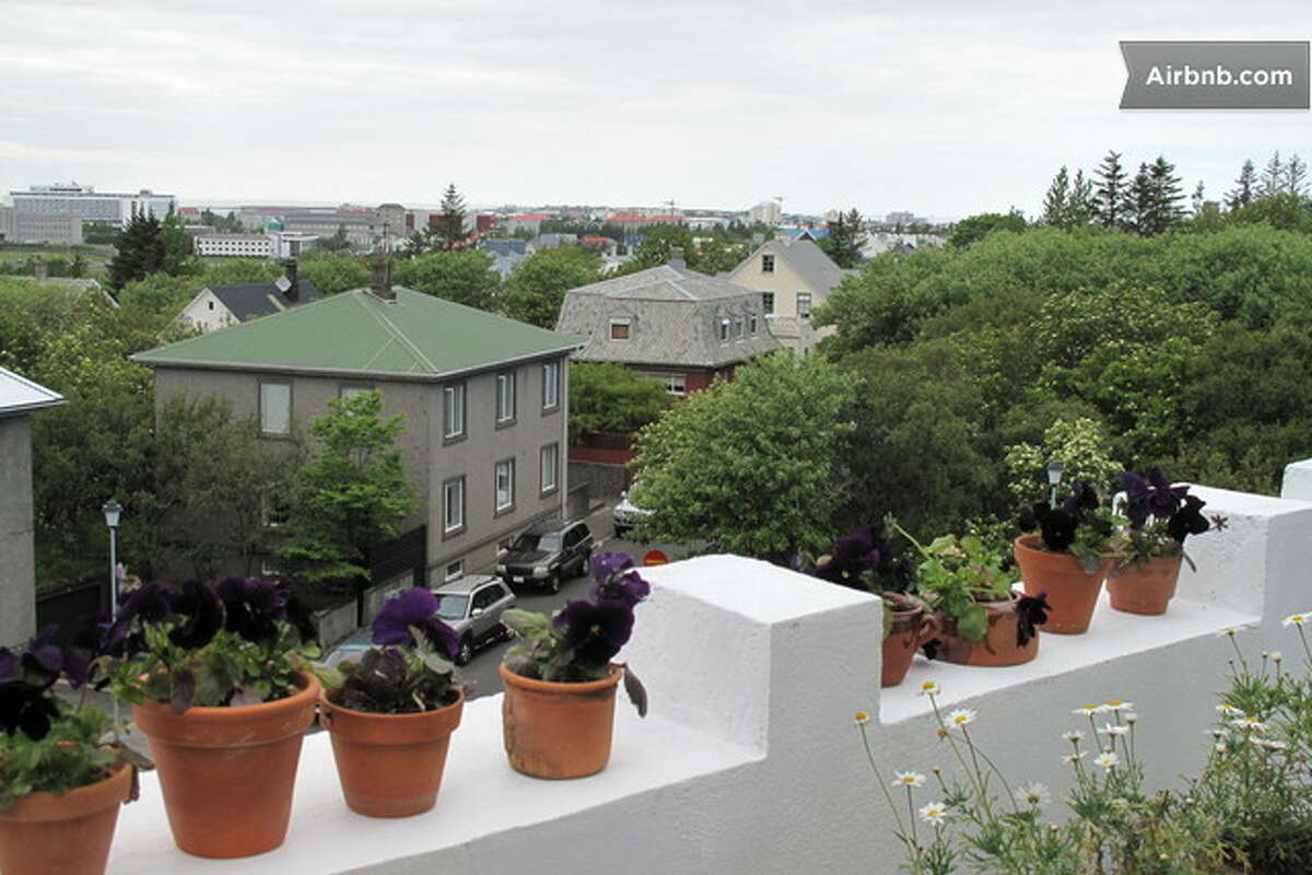 View from a 1,292-square-foot penthouse in Reykjavík, Iceland, available to rent for $5,883 a month.