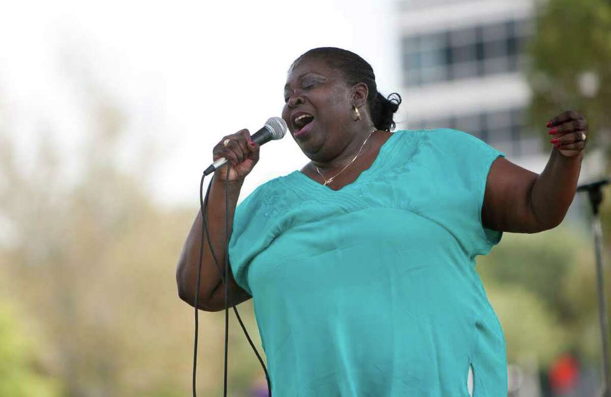 Diunna Greenleaf performs at Discovery Green during the free weekly concert series "Blues and Burgers" co-sponsored by KTSU on Wednesday, Sept. 21, 2011, in Houston. This was the third week of the series which will run through the second Wednesday of November.
