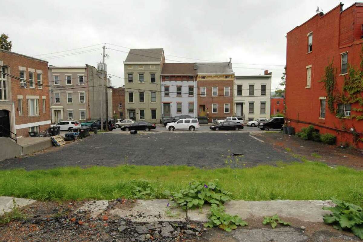 An empty lot is now all that remains of the former Trinity Church on Trinity Place in Albany, Wednesday Sep. 21, 2011. (Will Waldron / Times Union)