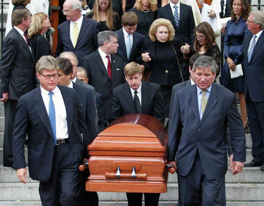 Pallbearers carrying the coffin of Mary Jo Kopechne; Senator EDWARD...