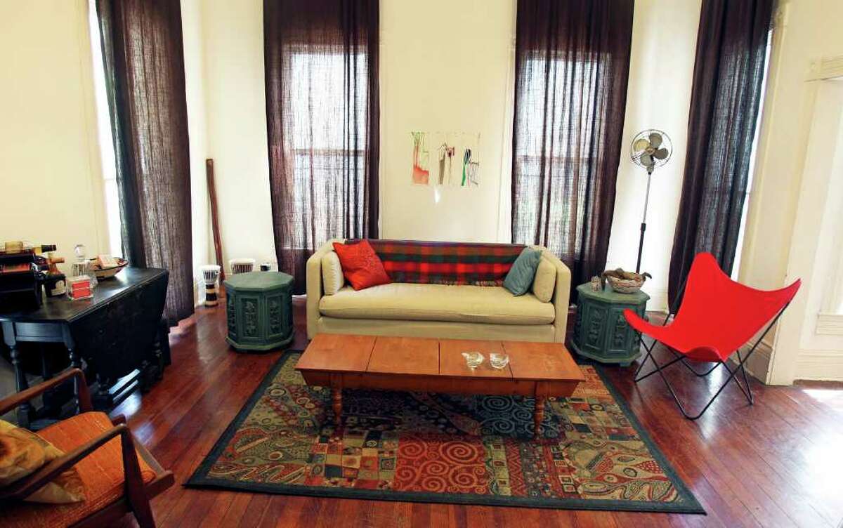 The McNeels furnished their living room with furniture from friends and family.