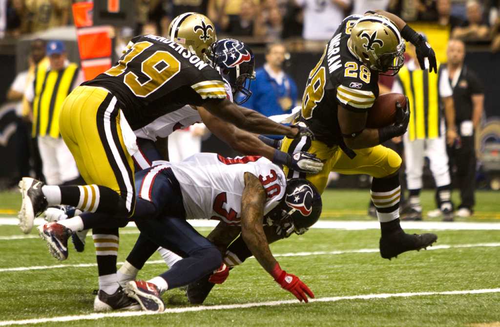 New Orleans Saints linebacker Jonathan Casillas (52) defends during the NFL  football pre-season game between the San Francisco 49ers and the New  Orleans Saints in New Orleans, Louisiana. The Saints won the