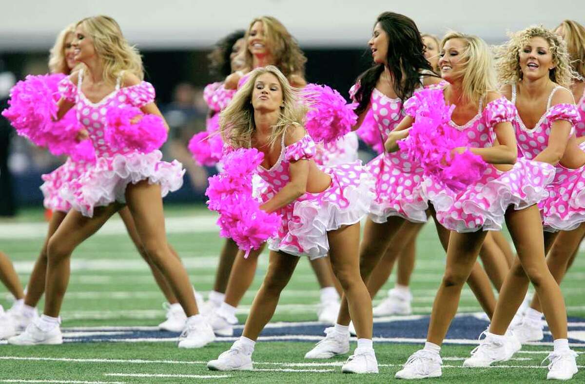 dallas cowboys cheerleaders pink uniforms