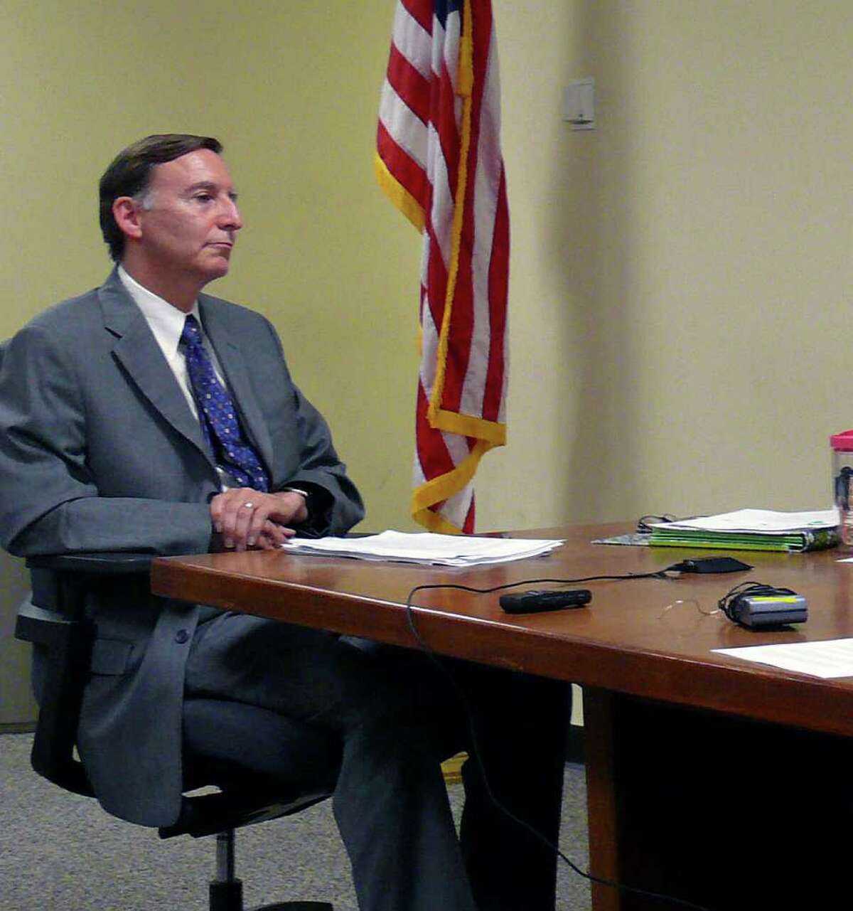 Former First Selectman Kenneth Flatto appeared before a subcommittee of the Representative Town Meeting reviewing the Fairfield Metro train station project. Despite a report from outside counsel that says differently, Flatto still contends he had the authority to enter into an amended agreement with the state and the private developer.