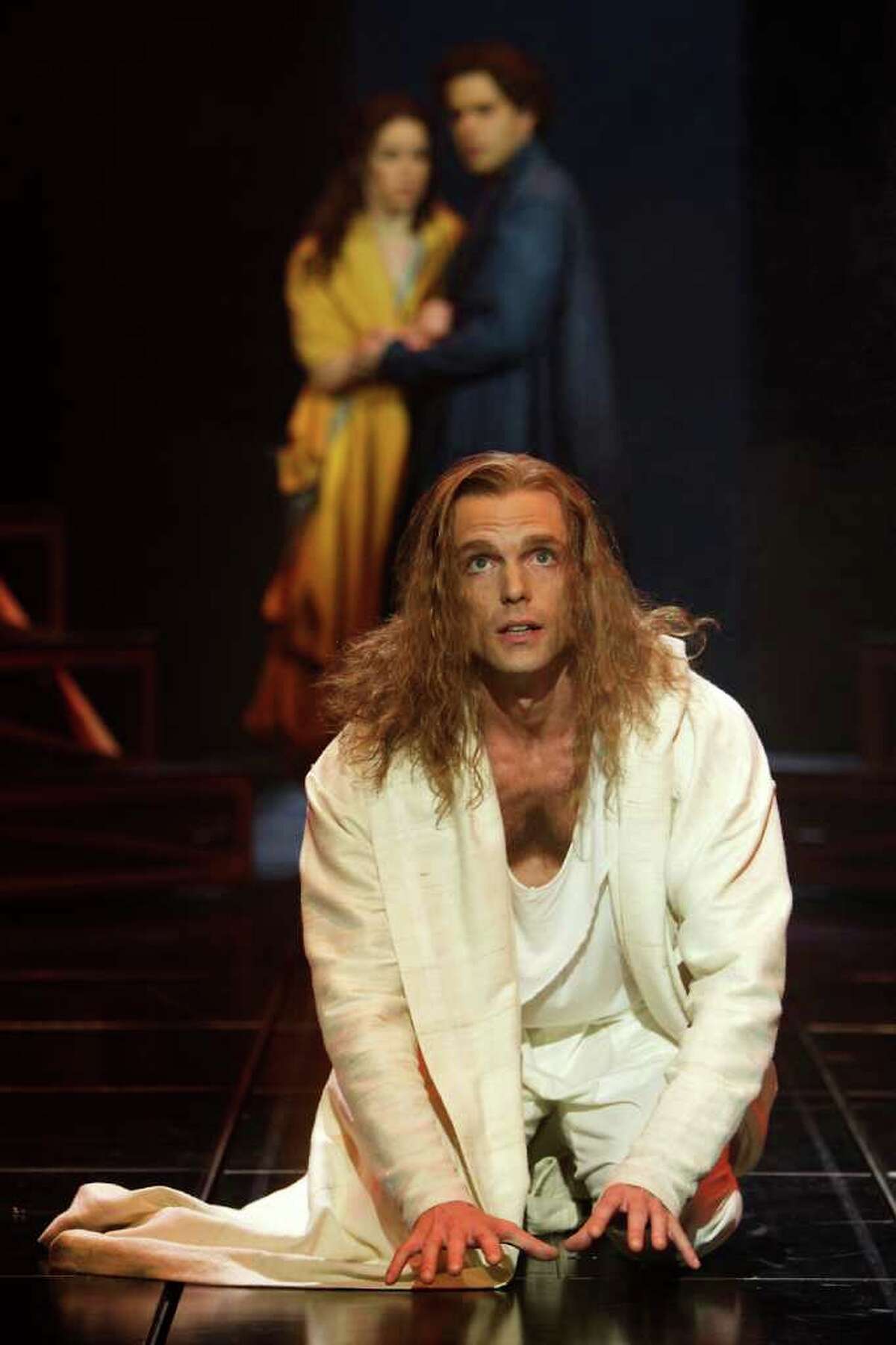 In this undated theater image released by the Stratford Shakespeare Festival, Paul Nolan portrays Jesus in "Jesus Christ Superstar," in a performance from the Stratford Shakespeare Festival in Stratford, Ontario. The Canadian production will be coming to Broadway, with previews beginning on March 1 at the Neil Simon Theatre and an official opening set for March 22. (AP Photo/Stratford Shakespeare Festival, David Hou)