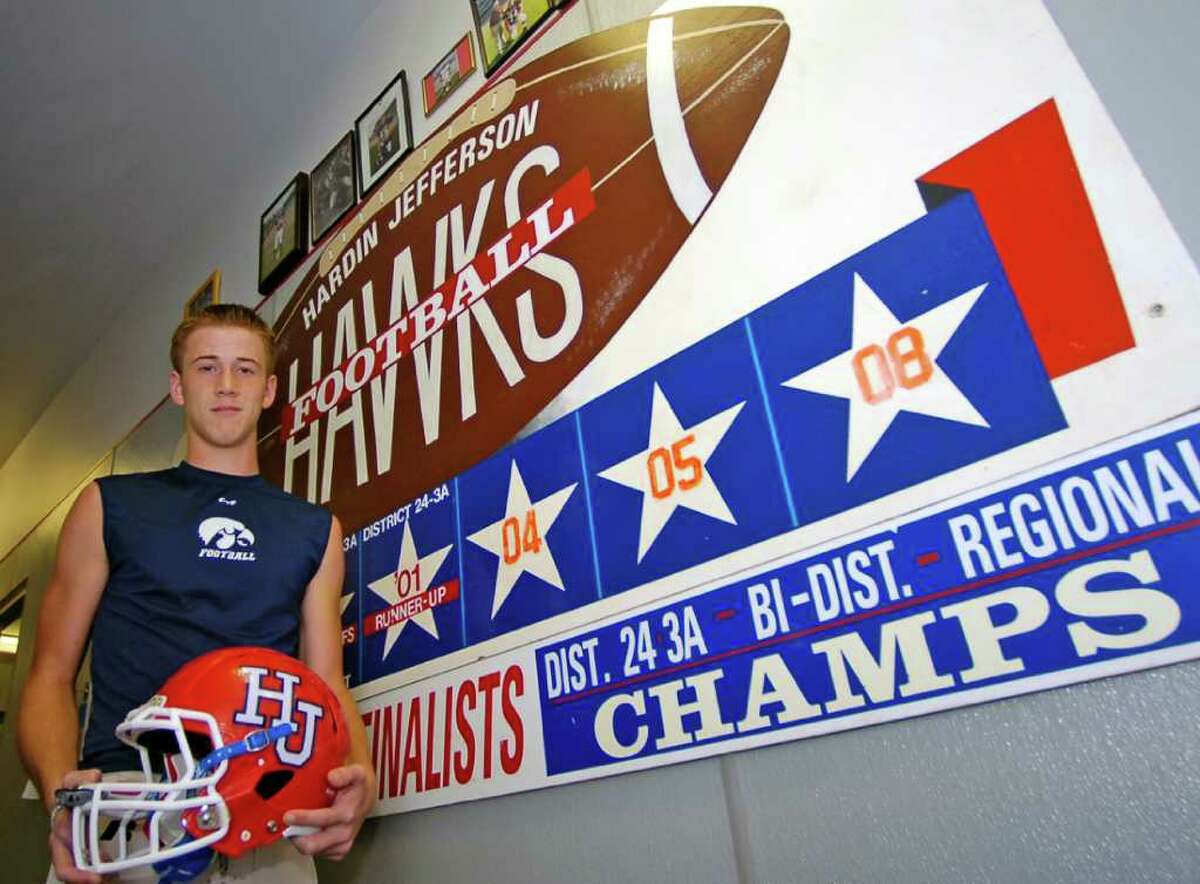 Hardin-Jefferson High School quarterback Jared Gieske suffered an injury to one of the vertabrae in his neck last year that caused him to be rushed to Texas Children's Hospital. He is still playing football this year after healing and rehab and has now taken over the starting quarterback role and leadership position at Hardin-Jefferson as a sophomore. Dave Ryan/The Enterprise